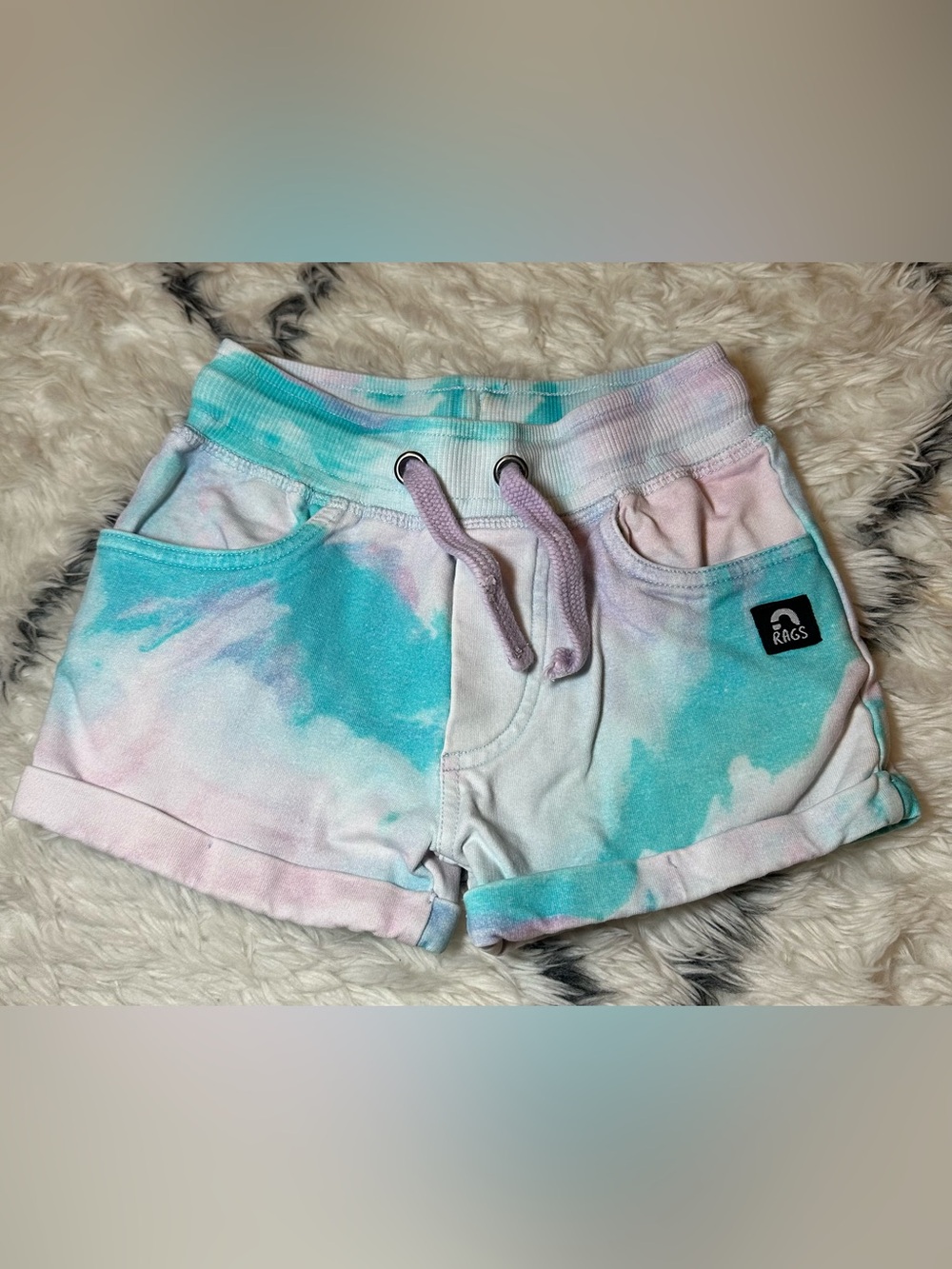 RAGS Tie-Dye Pastel Blue & Pink Girls' Pull-On Shorts